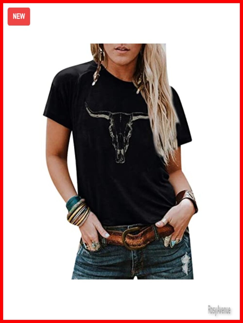 Western Cowgirl Graphic Tee Shirt Women Cow Print